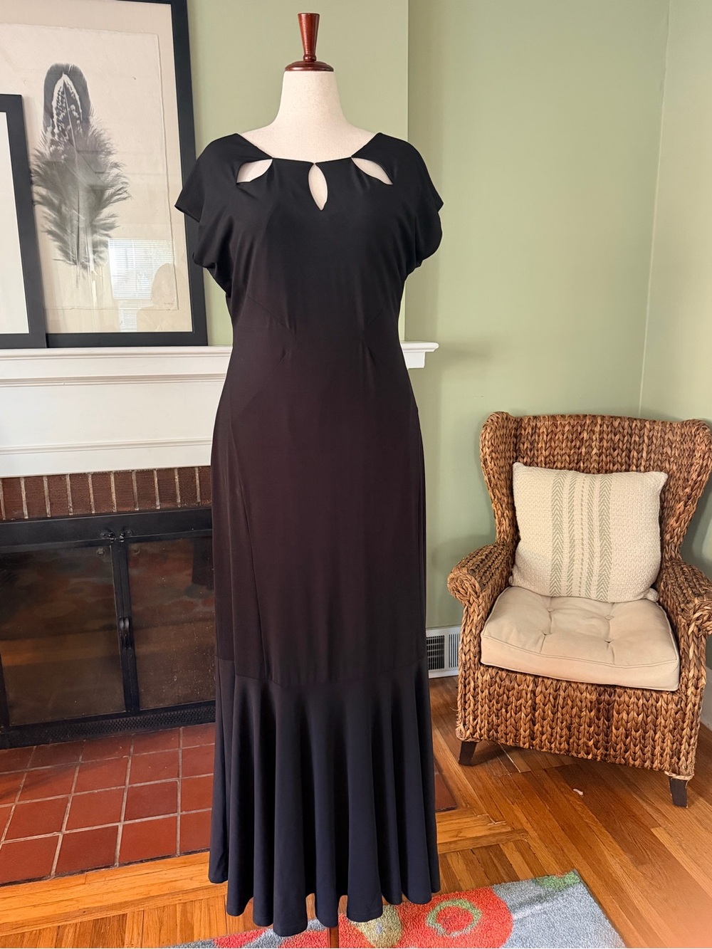 Eloquii Studio Black Matte Jersey Cutout Mermaid Evening Gown - Size 20